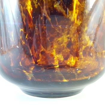 SIGNED Mdina 'Tortoiseshell' Brown Glass Cylinder Vase