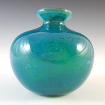 Mdina Maltese Blue & Yellow Vintage Glass 'Globe' Vase