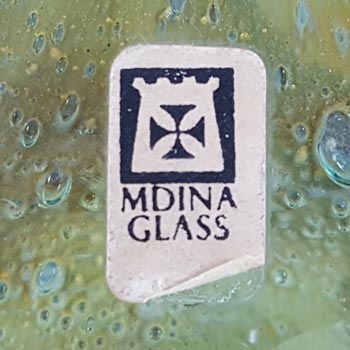 Mdina Maltese Glass Cut Ice 'Lollipop' Vase - Signed