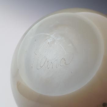 SIGNED Mdina Maltese Cream Speckled Glass Vintage Vase
