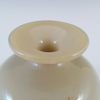 SIGNED Mdina Maltese Cream Speckled Glass Vintage Vase