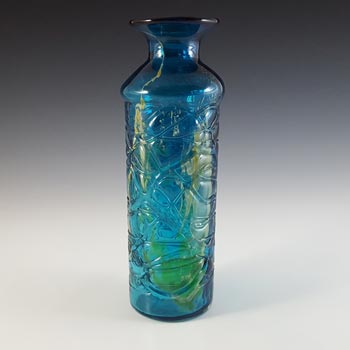 (image for) Mdina 'Blue Summer' Maltese Glass Threaded Bottle / Vase