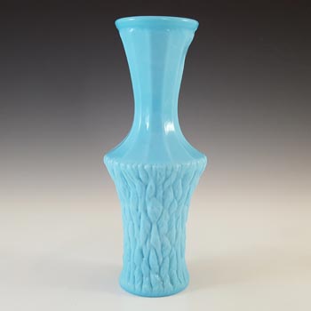 Victorian Blue Milk Glass Vitro-Porcelain Vintage Bark Vase
