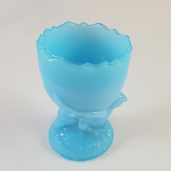 French Victorian Vintage Blue Milk Glass 'Hen' Egg Cup