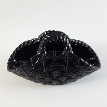 Sowerby #1157 Victorian Black Milk Glass Basket Bowl - Marked