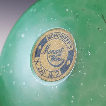 LABELLED Monart Green & Black 1920s Aventurine Glass Bowl