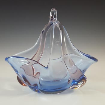 Mstisov Czech Blue & Pink Glass \'Pizzicato\' Bowl by Hana Machovská