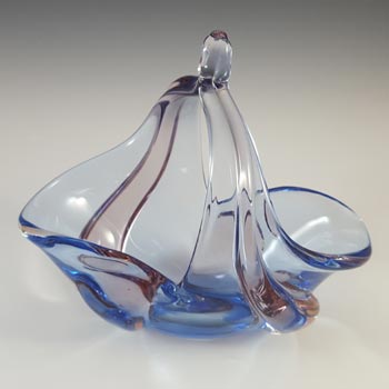 Mstisov Czech Blue & Pink Glass 'Pizzicato' Bowl by Hana Machovská