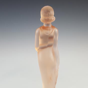 Müller & Co Art Deco Frosted Pink Glass Nude Lady Figurine