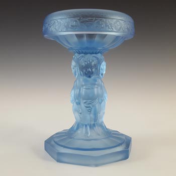 Müller & Co \'Cherubs\' Art Deco Blue Glass Centrepiece Stand