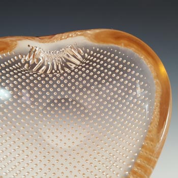 Murano Biomorphic Peach Glass Bullicante Heart Shaped Bowl