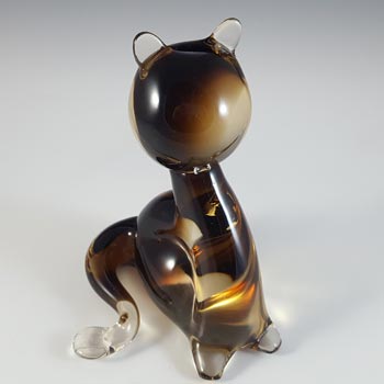 V. Nason & Co Large Murano Brown Glass Cat Sculpture