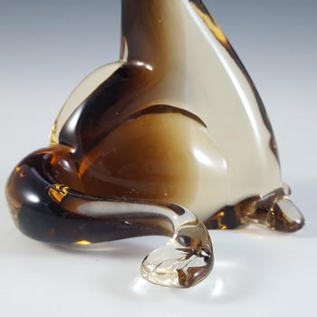V. Nason & Co Large Murano Brown Glass Cat Sculpture