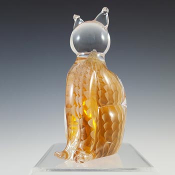 SIGNED V. Nason & Co Murano Fumato Orange Glass Cat Sculpture