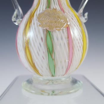 LABELLED L Nason Murano Zanfirico Filigree & Aventurine Glass Vase
