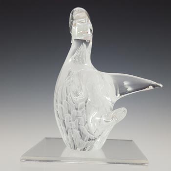 LABELLED V. Nason & Co Murano White Bubbly Glass Duck Sculpture