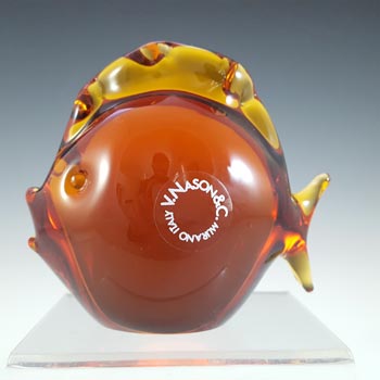 SIGNED & LABELLED V Nason & C Murano Amber Glass Fish