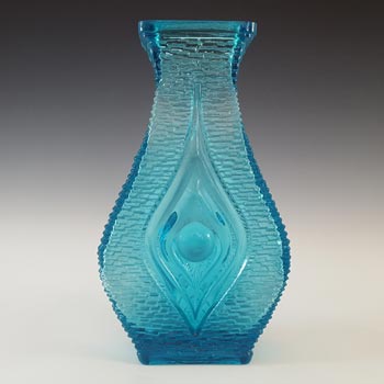 Oberglas Vintage Austrian Blue Glass Textured \'Eye\' Vase