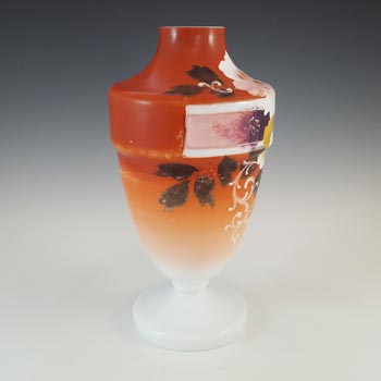 Victorian Hand Painted / Enamelled Glass Floral Vase or Urn