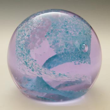 MARKED Caithness Blue & Lilac Glass "Pastel" Paperweight