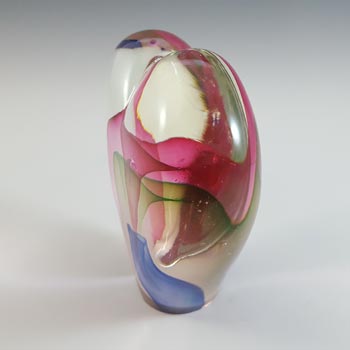 Chinese Murano Style Pink, Green & Blue Sommerso Glass Heart Paperweight