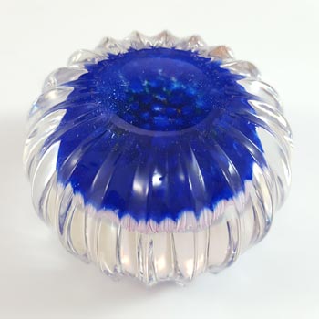 Perthshire Blue Glass Millefiori Star Paperweight - P Cane