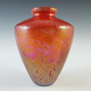 MARKED Royal Brierley Iridescent Red Glass \'Studio\' Vase