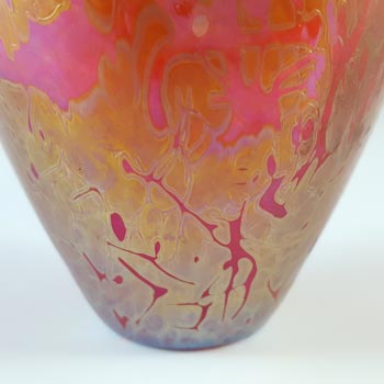 MARKED Royal Brierley Iridescent Red Glass 'Studio' Vase