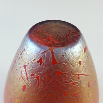 MARKED Royal Brierley Iridescent Red Glass 'Studio' Vase
