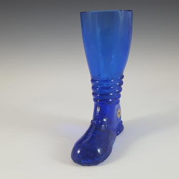 LABELLED Reijmyre Swedish Blue Textured Glass Boot Vase