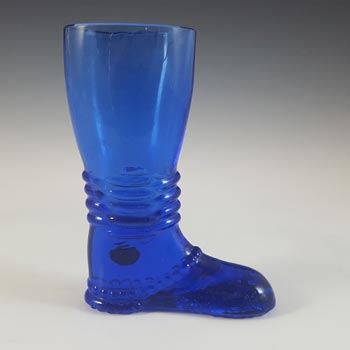 LABELLED Reijmyre Swedish Blue Textured Glass Boot Vase