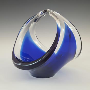 LABELLED Ryd Glasbruk Swedish / Scandinavian Blue Glass Bowl