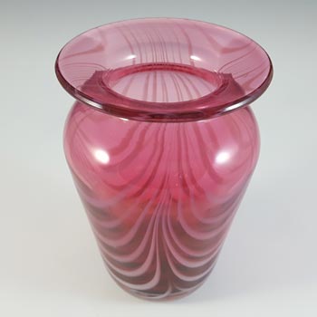 LABELLED Adrian Sankey Pink & White Cased Glass Vase
