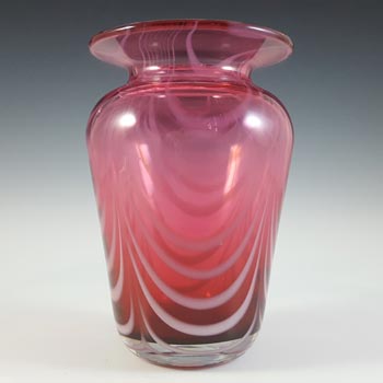 LABELLED Adrian Sankey Pink & White Cased Glass Vase