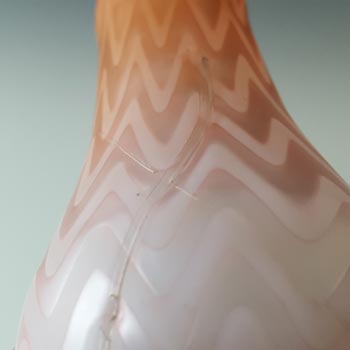 Victorian Satin Air Trap Peach & White Glass Antique Vase
