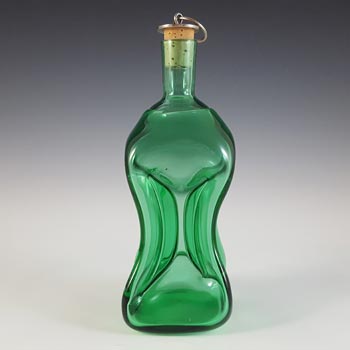 Mantorp Glasbruk Swedish Green Glass 'Cluck Cluck' Decanter / Bottle