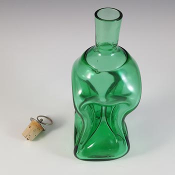 Mantorp Glasbruk Swedish Green Glass 'Cluck Cluck' Decanter / Bottle
