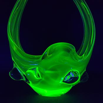 Murano Purple & Uranium Green Sommerso Glass Sculpture Bowl