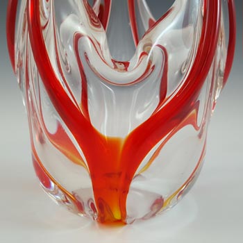 Crystal Brand Retro Chinese Red & Clear Glass Basket