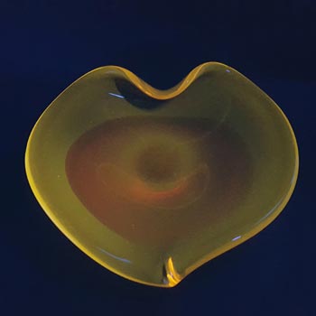 Viartec Murano Style Selenium Red & Orange Spanish Glass Heart Bowl