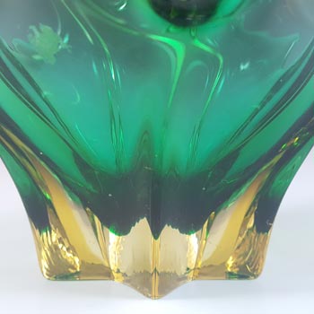 Cristallo Venezia CCC Murano Green & Amber Sommerso Glass Bowl