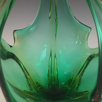 Cristallo Venezia CCC Murano Green & Amber Cased Glass Bowl