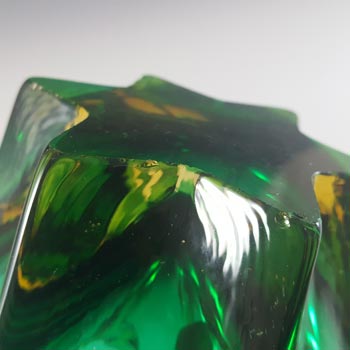Cristallo Venezia CCC Murano Green & Amber Cased Glass Bowl