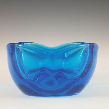 Rosice #1145 Sklo Union Blue Glass Ashtray Bowl by Rudolf Jurnikl