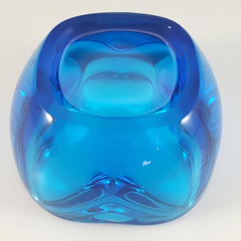 Rosice #1145 Sklo Union Blue Glass Ashtray Bowl by Rudolf Jurnikl