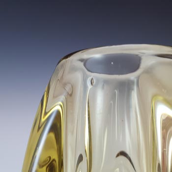 Rosice Sklo Union 6" Yellow Glass Lens Vase by Rudolf Schrötter