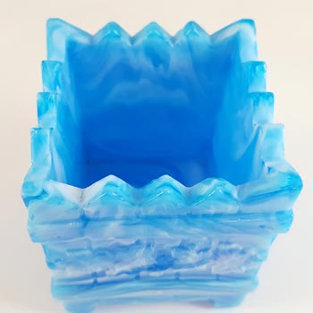 Victorian Blue & White Malachite / Slag Glass Spill Vase