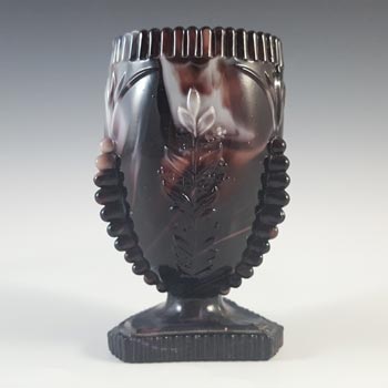 Victorian Purple & White Malachite / Slag Glass Spill Vase