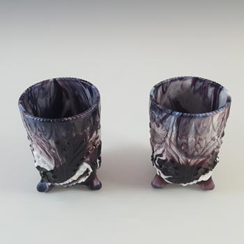 Davidson Pair of Victorian Purple Malachite / Slag Glass Vases