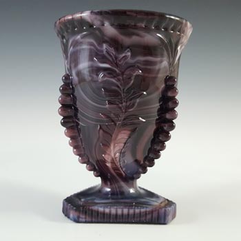Victorian 1890's Antique Malachite / Slag Glass Spill Vase